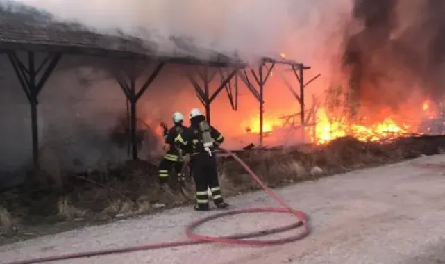 Çorum'da tuğla fabrikasında yangın