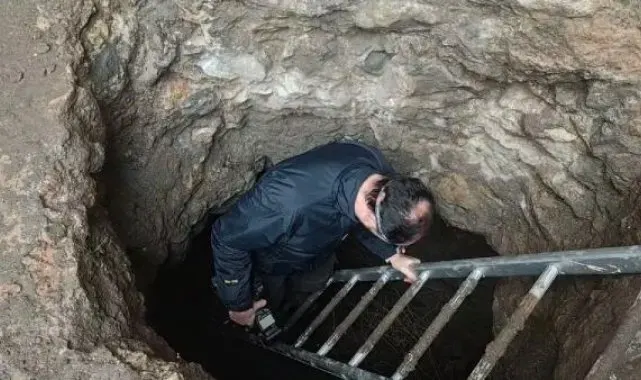 Bayrak dikmek için çukur açılırken tarihe rastlandı; su sarnıcı, dehliz ve 30 metrelik yapı bulundu