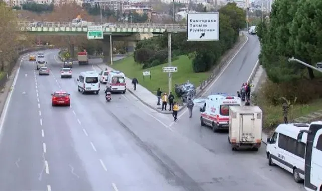 Şişli'de otomobiliyle takla atan sürücü aracını bırakıp gitti