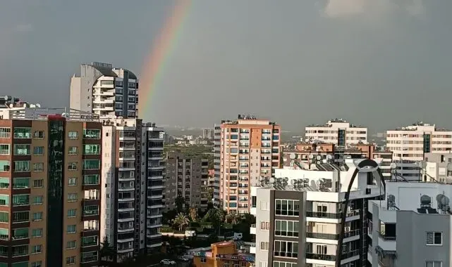 Mersin'de yağmur sonrası gökkuşağı şöleni