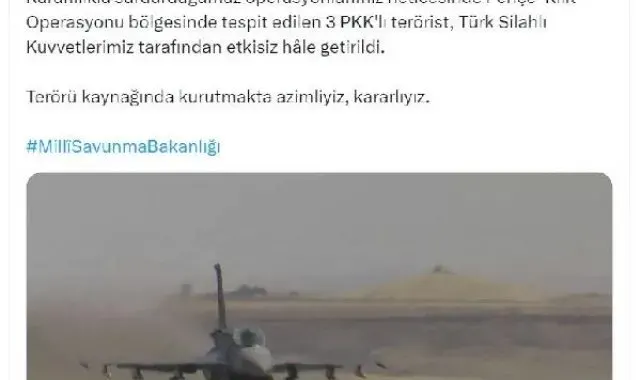 MSB: 3 terörist etkisiz hale getirildi