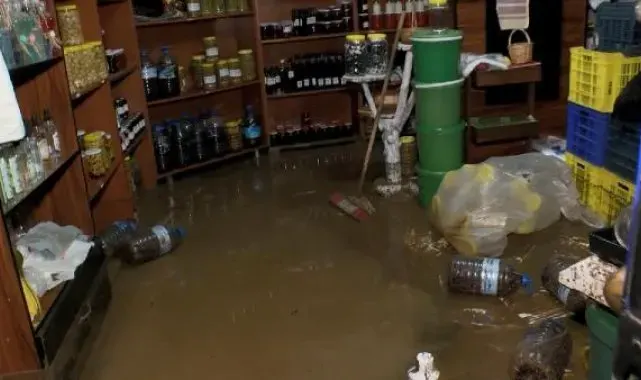 Mudanya'da sel etkili oldu; dereler taştı, araçlar sular içinde kaldı