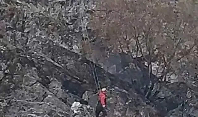 Batman'da 4 gündür kayalıklarda mahsur kalan keçiler AFAD ekiplerince kurtarıldı