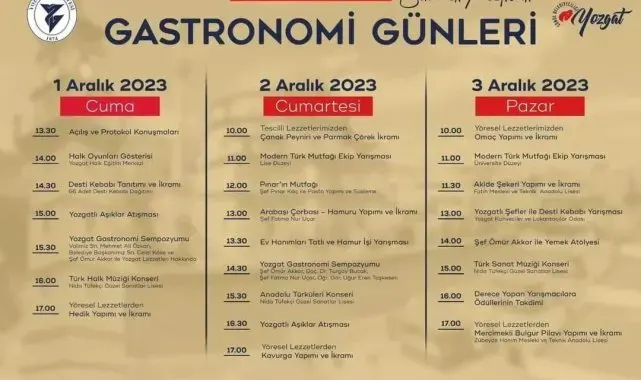 Yozgat'ta Gastronomi Günleri etkinliği düzenlenecek