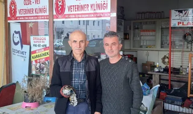 Yaralı bulduğu şahini tedavi ettirdi