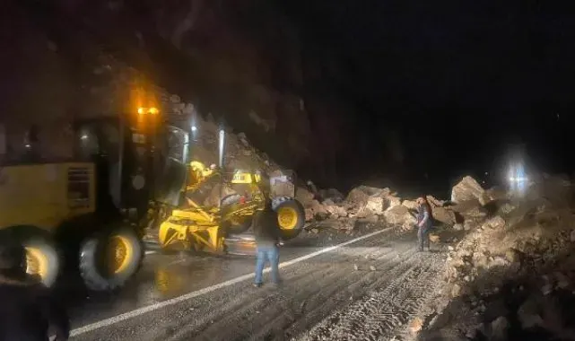 Artvin'de heyelan; kayalar kara yoluna düştü