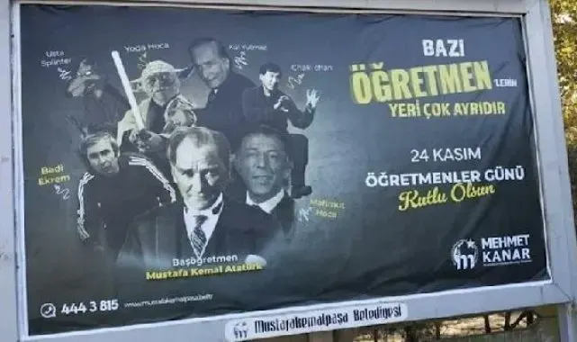 Bursa'da, tartışılan Öğretmenler Günü afişi