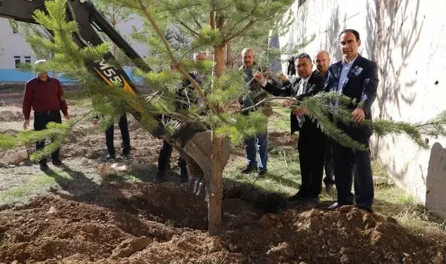 Bayburt'ta okul bahçeleri yeşilleniyor