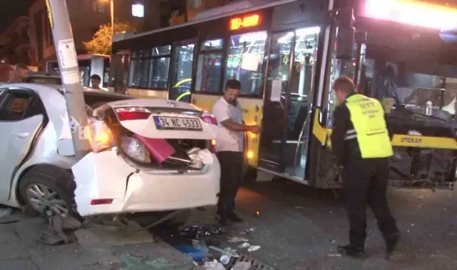 Ataşehir'de İETT otobüsü ile otomobil çarpıştı: 4 yaralı