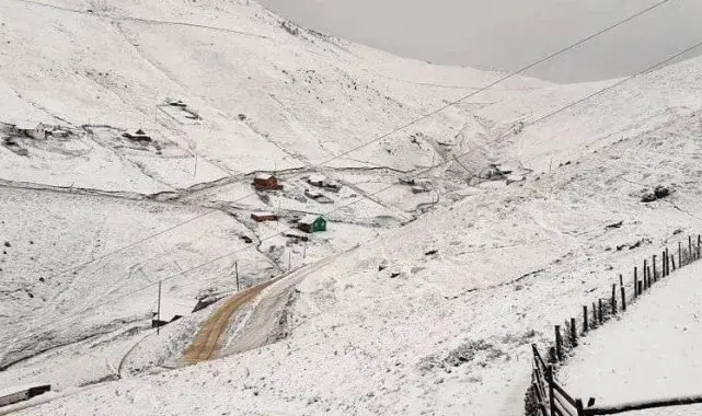 Gümüşhane'de yaylalar beyaz örtüyle kaplandı