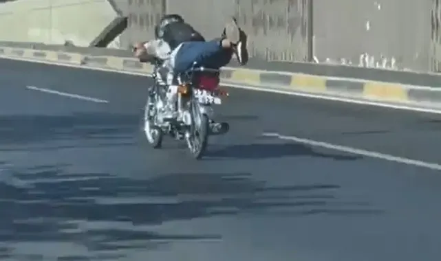 Gaziantep'te motosiklet üzerinde tehlikeli hareket