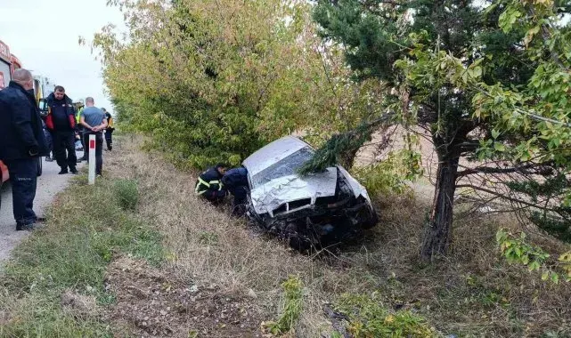 Babaeski'de otomobil şarampole uçtu: 2 yaralı