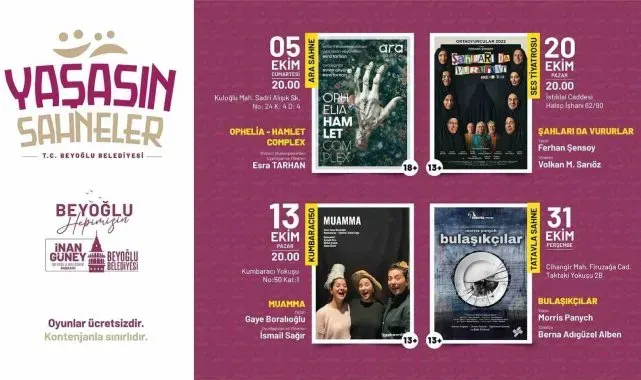 Beyoğlu Belediyesi'nden Tiyatroseverlere müjde: "Yaşasın Sahneler" başlıyor