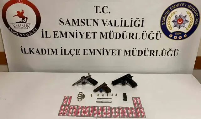 Samsun'da polis tarafından silah ve uyuşturucu ele geçirildi