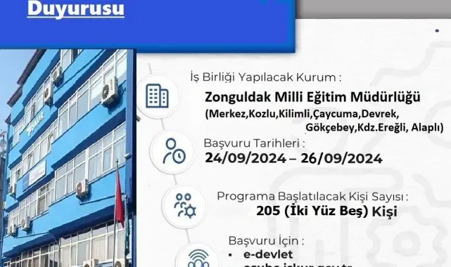 Zonguldak'ta TYP kapsamında 205 kişi geçici olarak istihdam edilecek