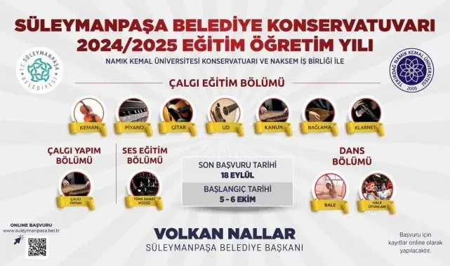 Süleymanpaşa Belediye Konservatuvarı kayıtları başladı