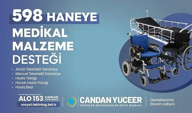 Tekirdağ'da 598 haneye medikal destek
