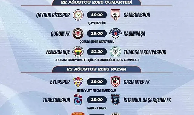 Trendyol Süper Lig'de 2-3. hafta programları açıklandı