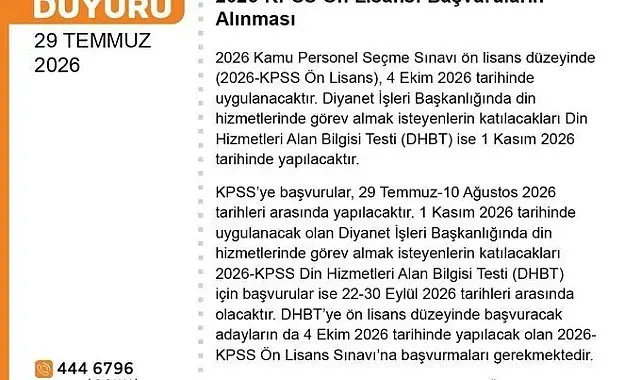KPSS Ön Lisans başvuruları başladı