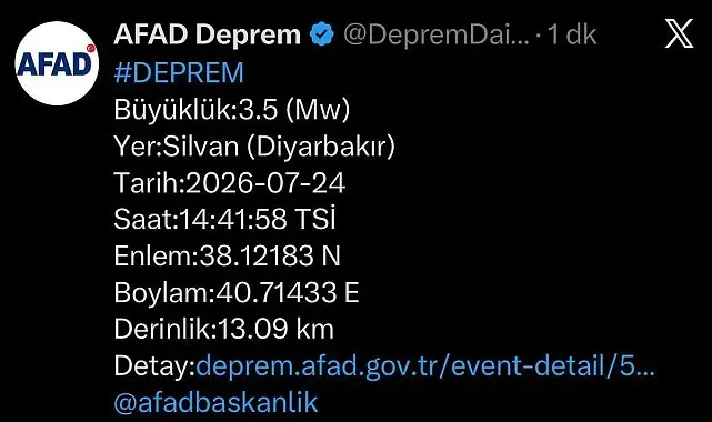 Diyarbakır'da deprem