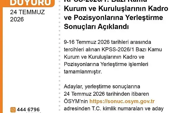 KPSS-20261 yerleştirme sonuçları açıklandı