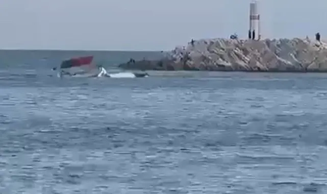 Arızalanan tekne, çekilirken kısmen battı