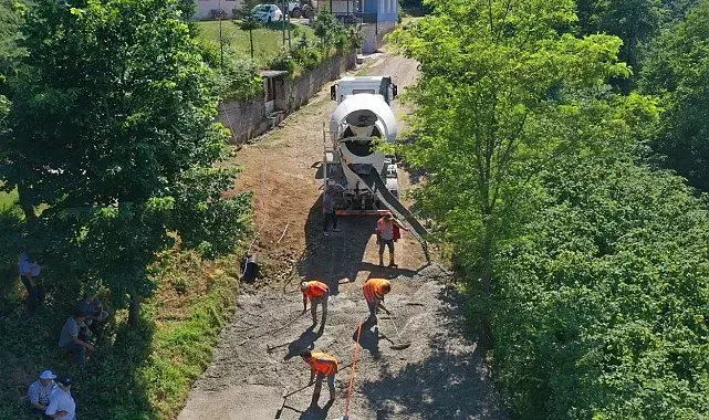 Ordu'nun kırsal mahallelerinde beton yol çalışmaları