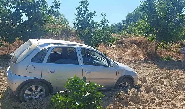 Kontrolden çıkan otomobil meyve bahçesine uçtu: 4 yaralı
