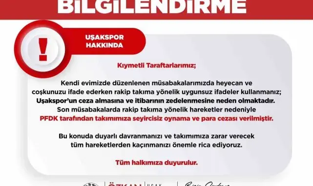 PFDK'dan Uşakspor'a ceza