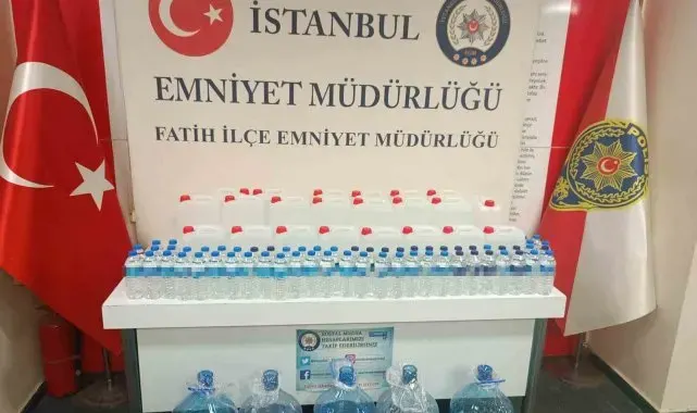 Fatih'te sahte içki operasyonu: 155 litre sahte alkol ele geçirildi