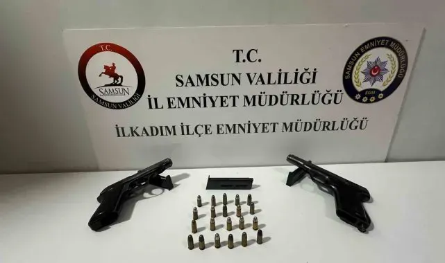 Samsun'da bir kadının evinde 2 tabanca ele geçirildi