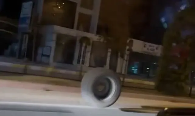Römorktan çıkan tekerlek, metrelerce yol gitti