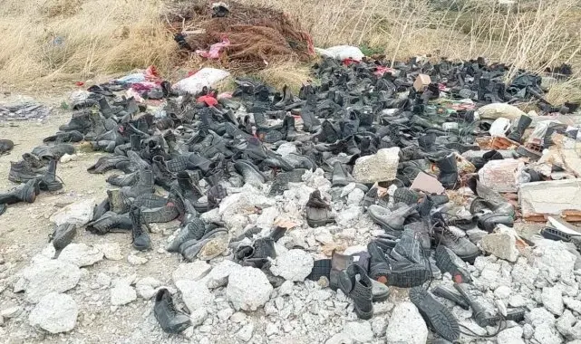 Tekirdağ'da kaçak döküm: 'Ayakkabı mezarlığı' görüntüleri hayrete düşürdü