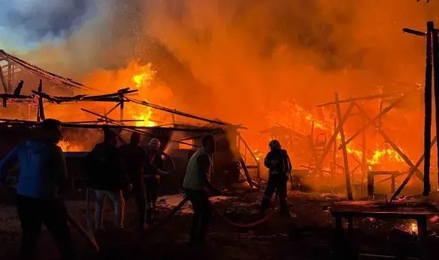 Bolu'da ev, samanlık, odunluk ve depo alev alev yandı