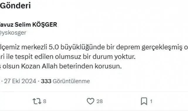 Adana Valisi Köşger: "Olumsuz bir durum yok"