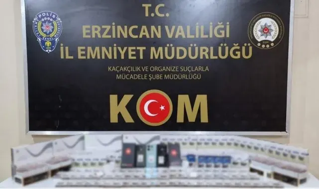 Erzincan'da 60 bin değerinde kaçak telefon ve sigara ele geçirildi