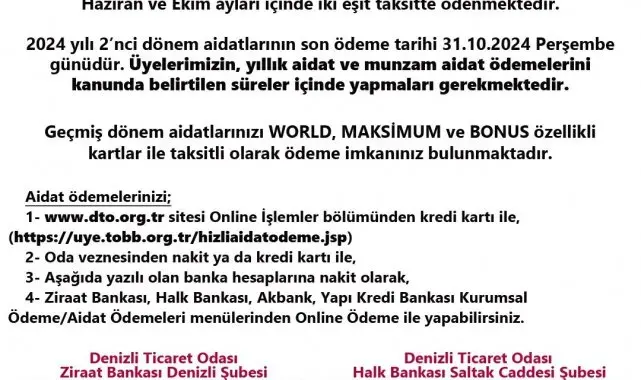 Denizli Ticaret Odasından aidatlarda son hafta uyarısı