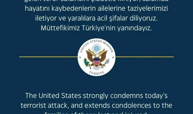 ABD Büyükelçiliği: "Müttefikimiz Türkiye'nin yanındayız"