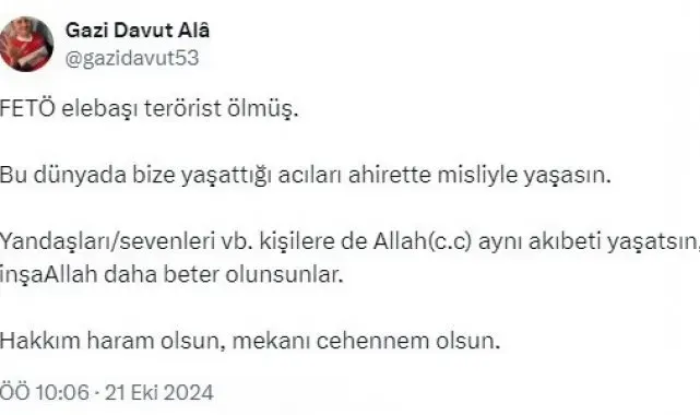 Gazi Tümgeneral Davut Alâ: "FETÖ'nün mekanı 'cehennem' olsun"